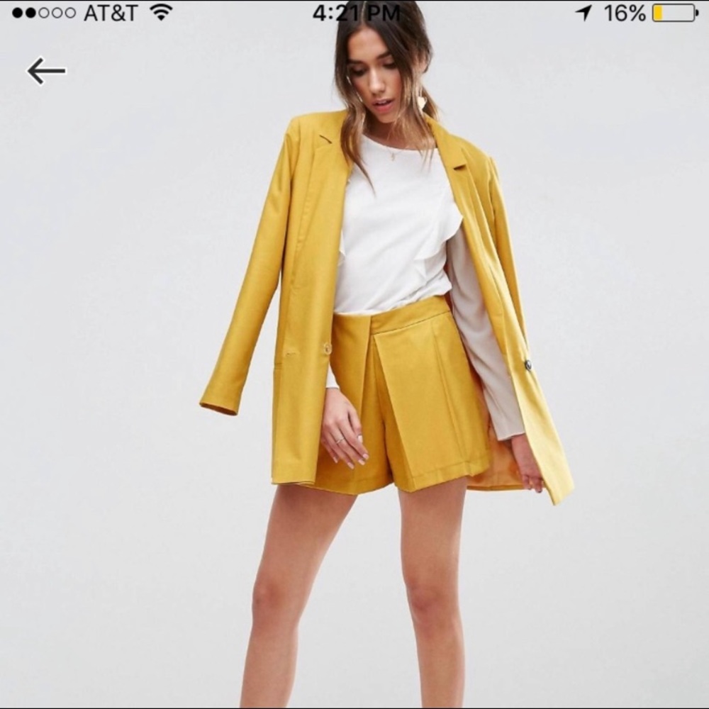 ASOS Yellow Pleated Shorts